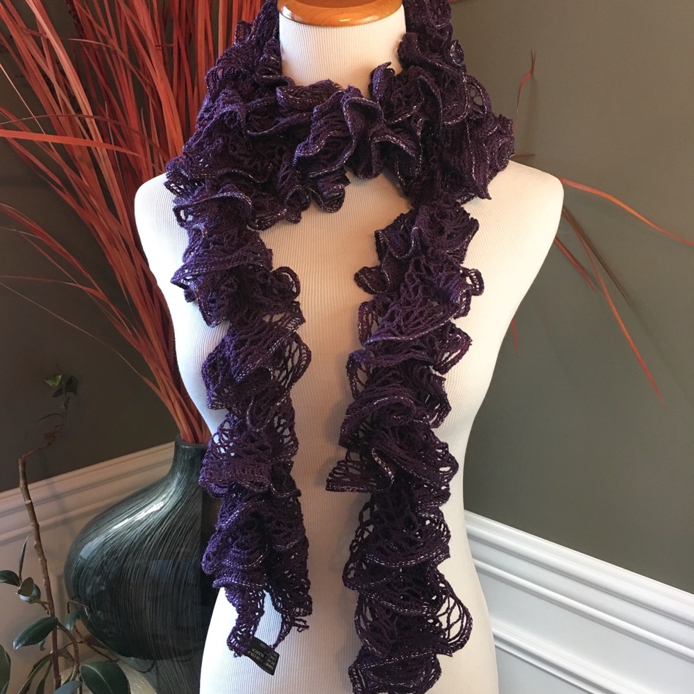 Purple silver Lurex thread Net Scarf Boa